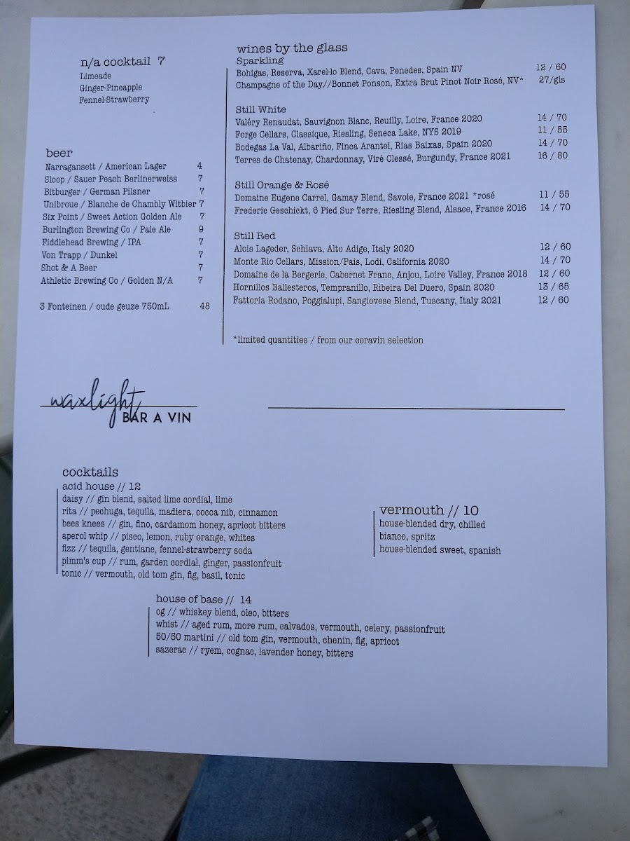 Menu Waxlight Bar A Vin-7